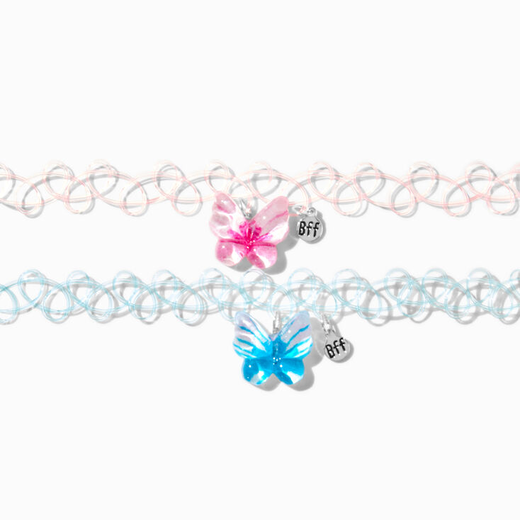 Best Friends Butterfly Tattoo Choker Necklaces - 2 Pack,