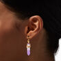 Purple 1&#39;&#39; Glow in the Dark Mystical Gem Clip-On Drop Earrings,