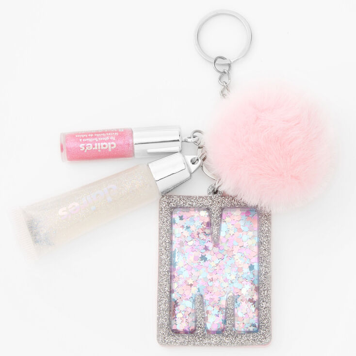 Initial Pink Lip Gloss Keychain - M,