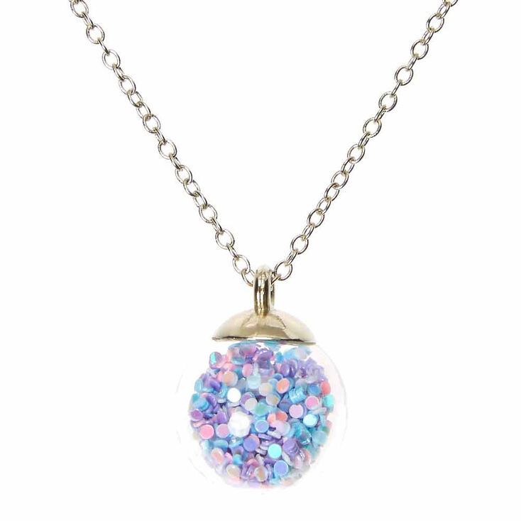 Purple Pastel Confetti Shaker Bead Pendant Necklace,