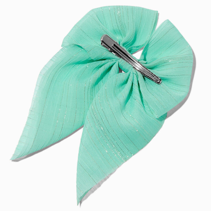 Teal Chiffon Hair Bow Clip,