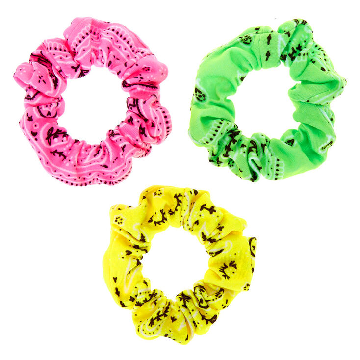 Claire&#39;s Club Small Neon Paisley Hair Scrunchies - 3 Pack,