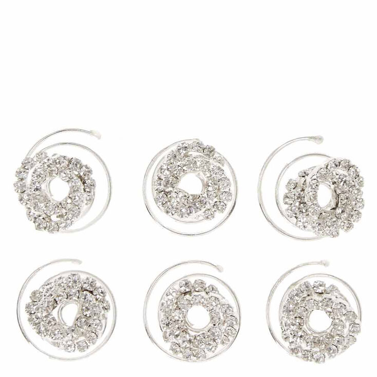 Twisted Glass Rhinestone Hair Spinners - 6 Pack,