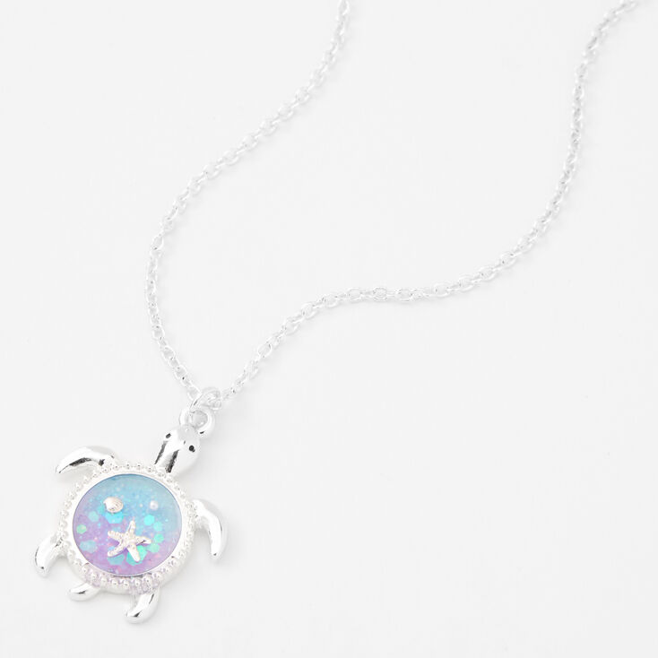 Silver Turtle Pendant Necklace,