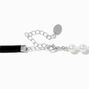 Pearl &amp; Black Velvet Bow Choker Necklace,