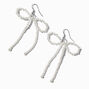 White Pearl Bow 3&quot; Drop Earrings ,