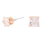 Rose Gold-tone Cubic Zirconia 6MM Round Stud Earrings,