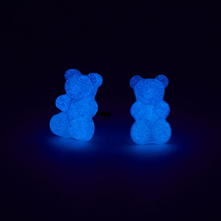 Blue Glow In The Dark Gummy Bears&reg; Stud Earrings,