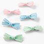 Claire&#39;s Club Pastel Gingham Hair Bow Clips - 6 Pack,