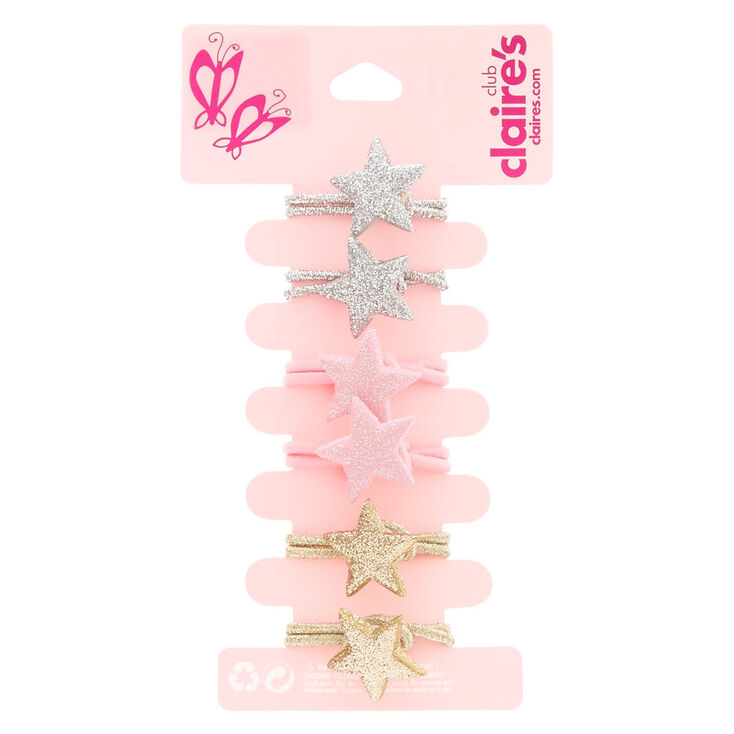 Claire&#39;s Club Glitter Star Hair Ties - 6 Pack,