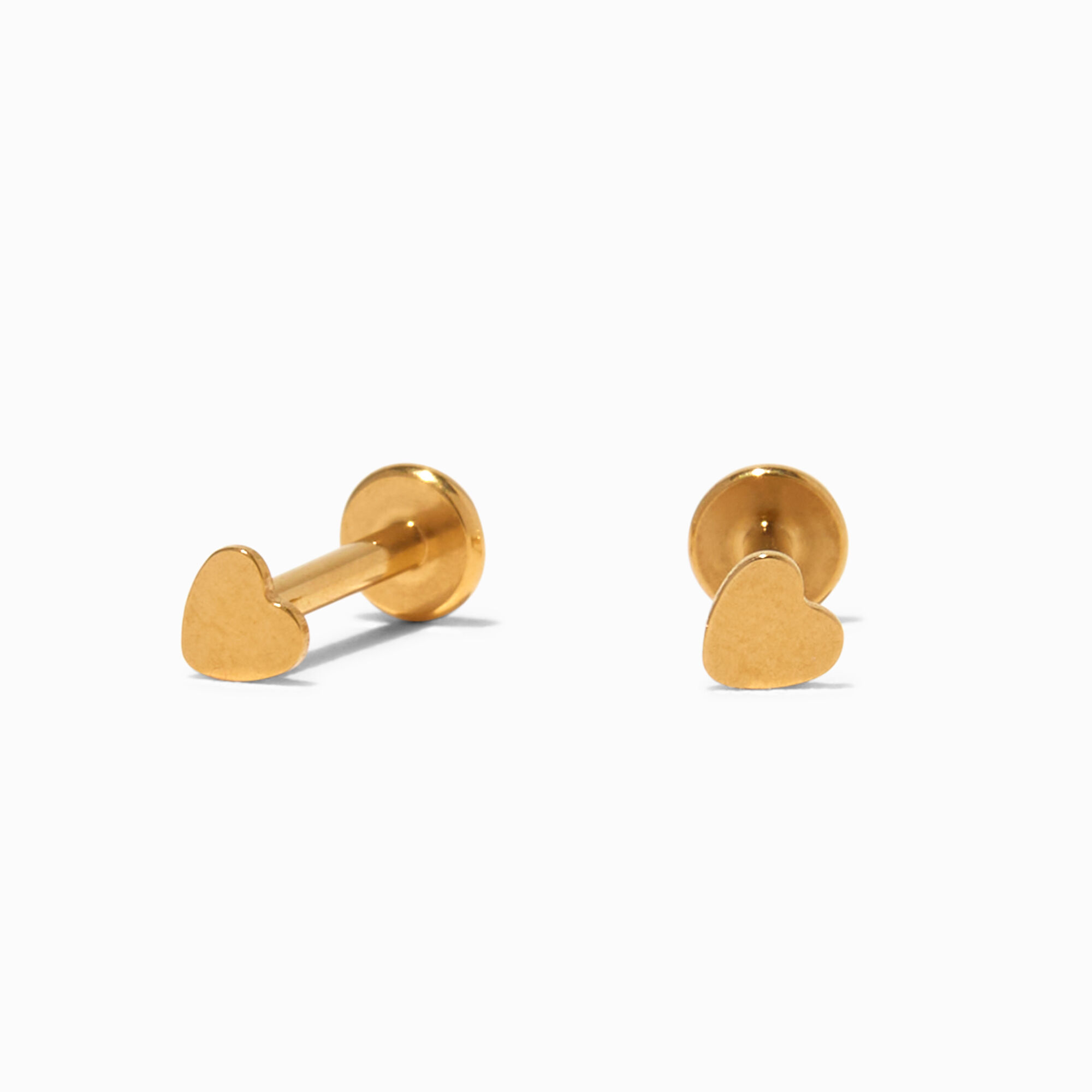 C LUXE by Claire's Gold-tone Titanium Micro Heart Flat Back Stud Earrings,