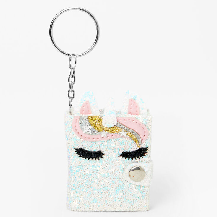 Glitter Unicorn Mini Diary Keychain,