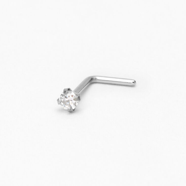 Silver 20G Basic Crystal Nose Stud,