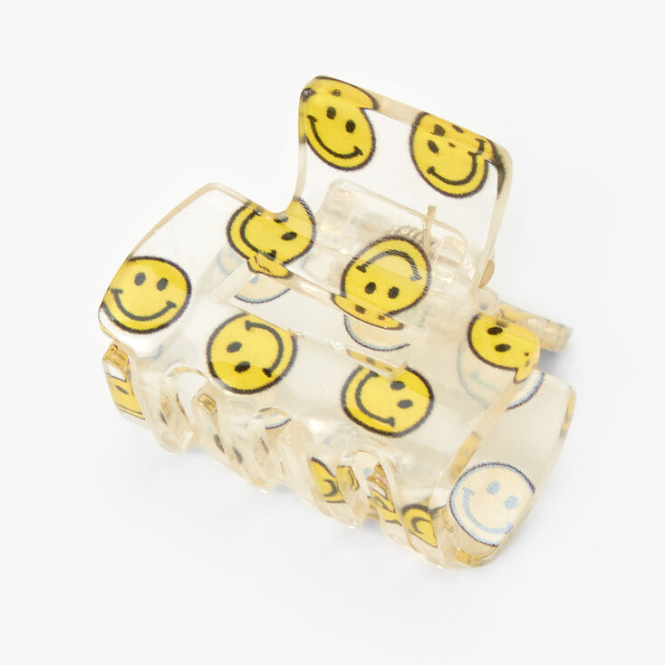 Transparent Yellow Happy Face Hair Claw,