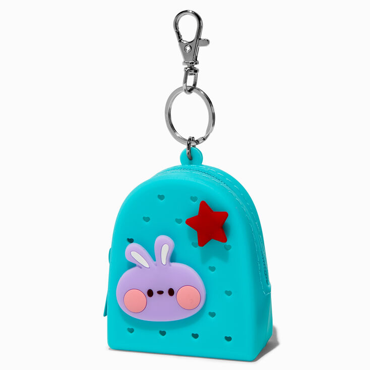 Blue Silicone Mini Backpack Keychain,