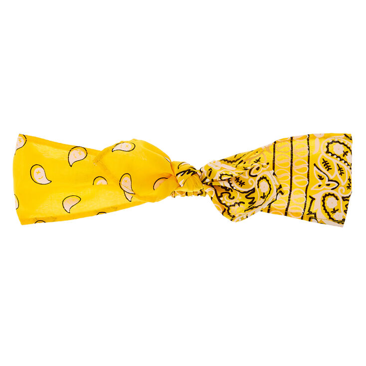 Claire&#39;s Club Knotted Bow Paisley Headwrap - Yellow,
