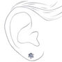 Silver-tone Cubic Zirconia 5MM Round Stud Earrings,
