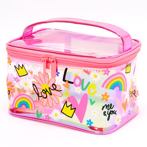 Team Rainbow Transparent Makeup Bag - Pink,