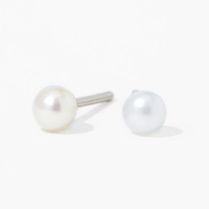 14kt White Gold Pearl Studs Baby Ear Piercing Kit with Ear Care Solution,