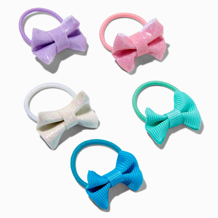 Claire&#39;s Club Mermaid Glitter Bow Hair Ties - 10 Pack,