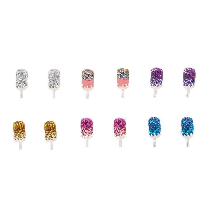 Glitter Popsicle Stud Earrings - 6 Pack,