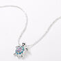 Silver Blue &amp; Purple Embellished Turtle Pendant Necklace,