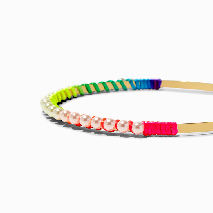 Rainbow White Pearl Headband,