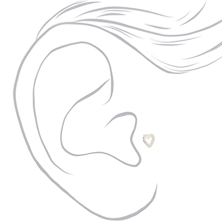Sterling Silver 16G Open Heart Tragus Stud Earring,