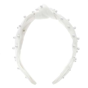White Pearl Knotted Headband,