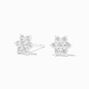C LUXE by Claire&#39;s Sterling Silver Cubic Zirconia Flower 8MM Stud Earrings,