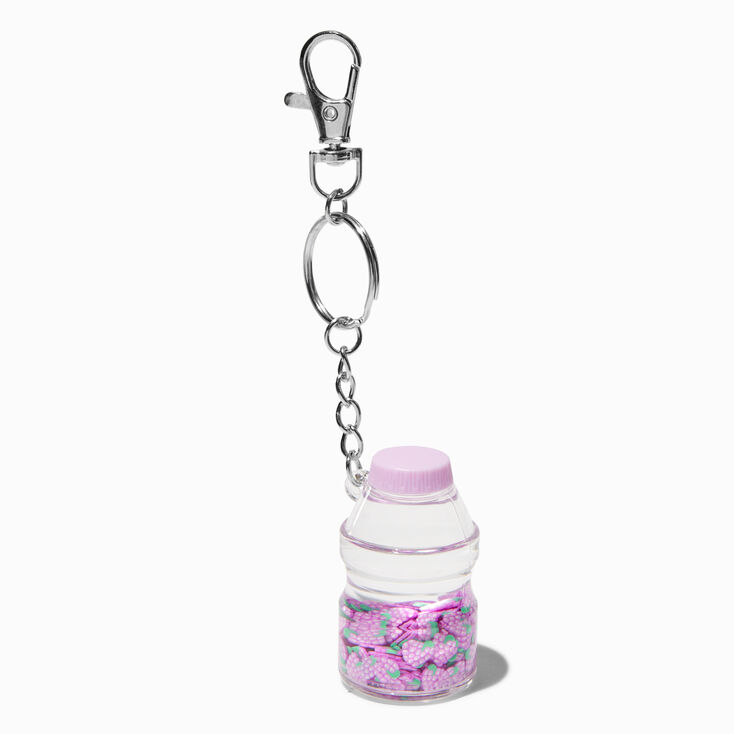 Grape Drink Water-Filled Glitter Keychain,