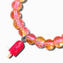 Pink Popsicle Charm Beaded Stretch Bracelet,