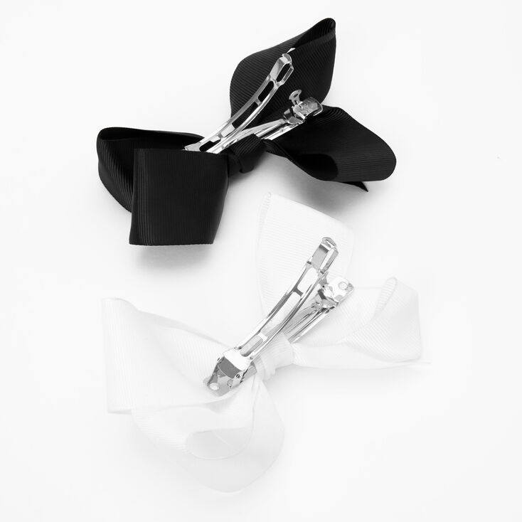 Black &amp; White Cheer Hair Bow Clips - 2 Pack,