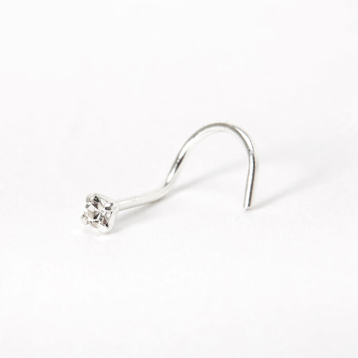 Silver 22G Classic Crystal Nose Stud,