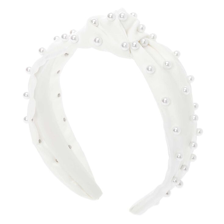 White Pearl Knotted Headband,