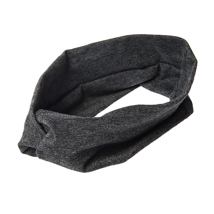 Charcoal Wide Jersey Twisted Headwrap,