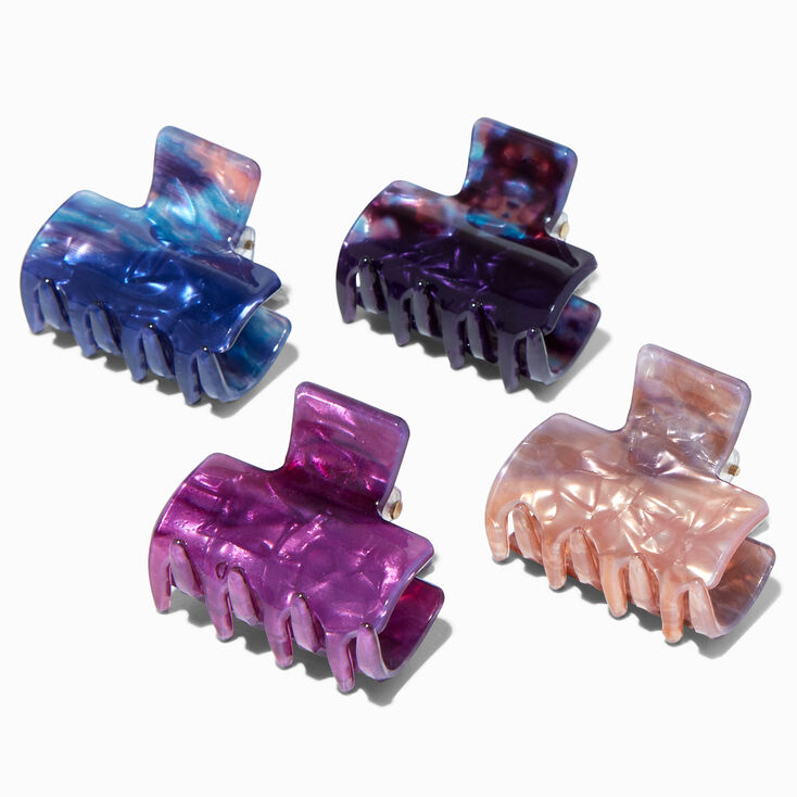 Jeweled Tone Tortoiseshell Rectangular Hair Claws - 4 Pack,