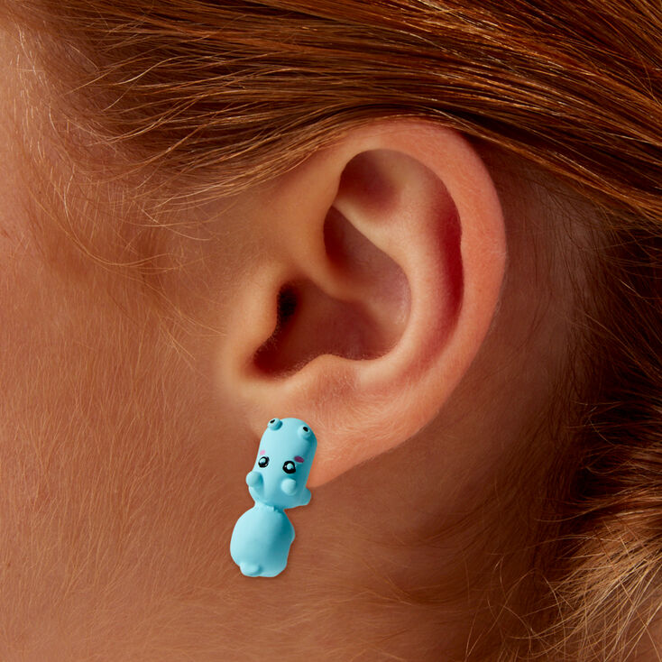 Blue Hippo Bite Stud Earrings ,