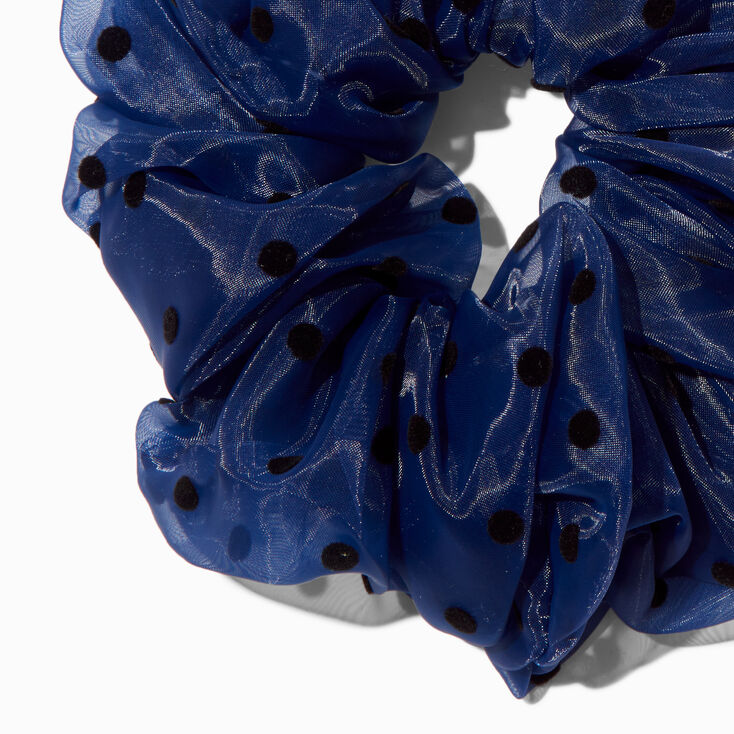 Giant Navy Blue Polka Dot Hair Scrunchie,