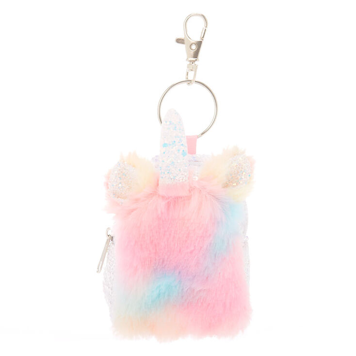 Pastel Rainbow Unicorn Mini Backpack Keychain - Pink,