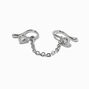 Silver-tone Chain Cubic Zirconia Faux Nose Ring ,