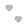 C LUXE by Claire&#39;s Silver Titanium White Crystal Heart Stud Earrings,