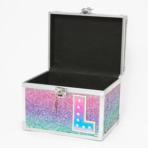 Initial Glitter Lock Box - L,