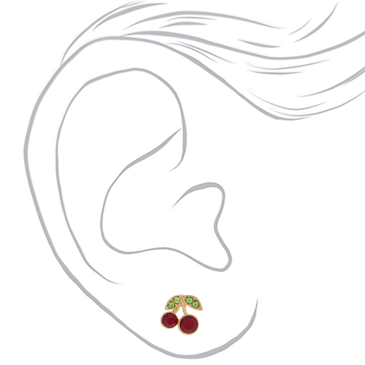Gold Cherry Stud Earrings,