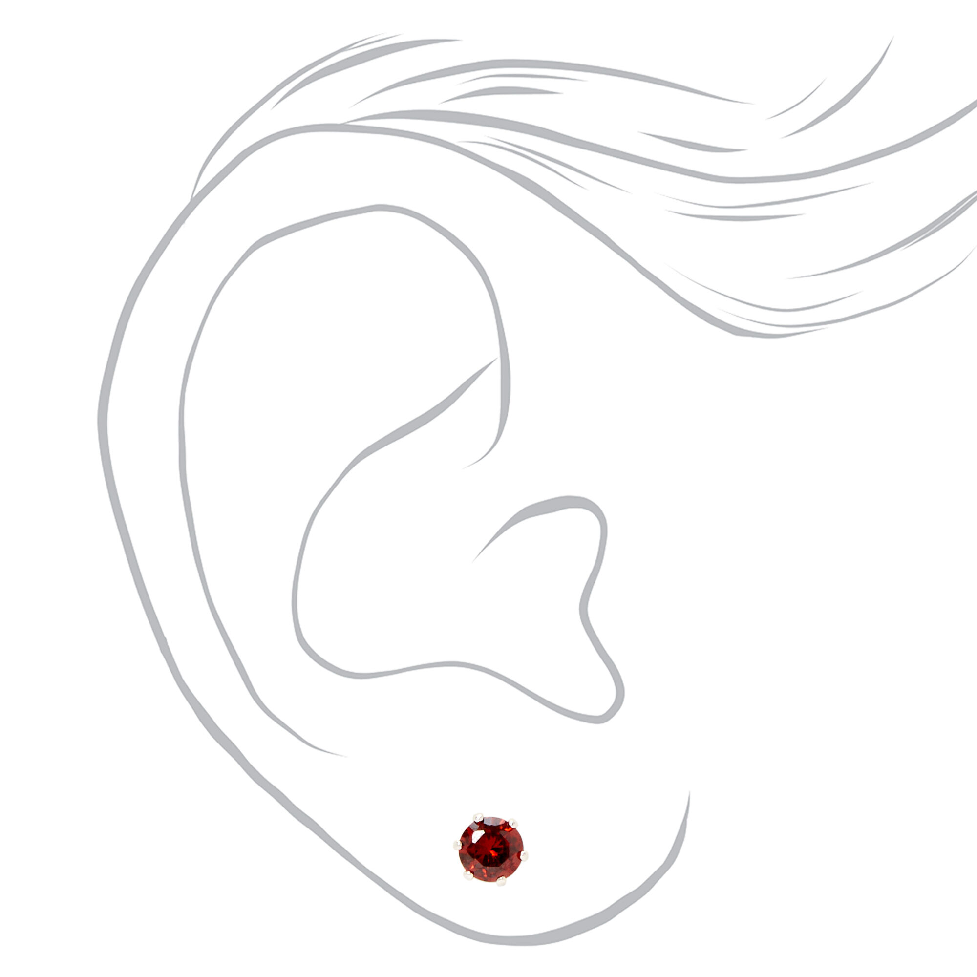 Pink, Red & Clear Cubic Zirconia 5MM Magnetic Stud Earrings - 3 Pack,