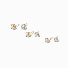 C LUXE by Claire&#39;s 18k Yellow Gold Plated Cubic Zirconia Graduated Round Basket Stud Earrings - 3 Pack,
