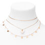 White Resin Butterfly Multi-Strand Choker Necklaces - 2 Pack,