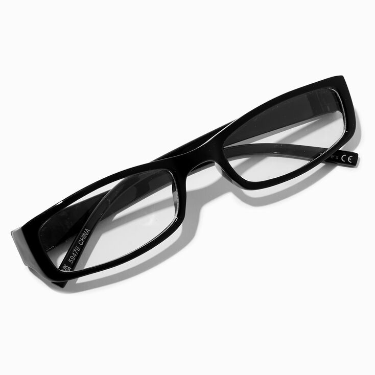 Black Rectangular Slim Clear Lens Frames,