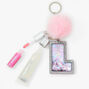 Initial Lip Gloss Keychain - Pink, L,