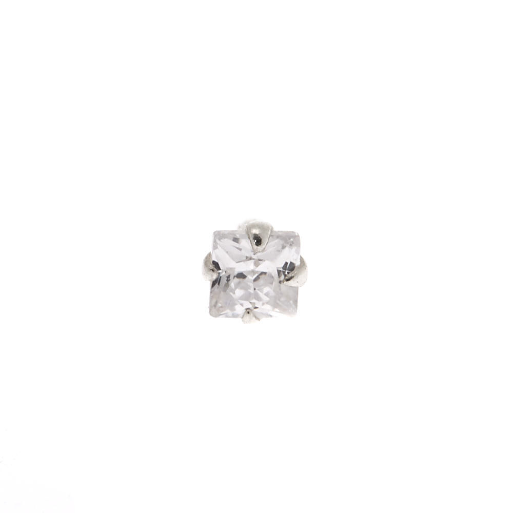 Silver 16G Stone Tragus Stud Flat Back Earring,